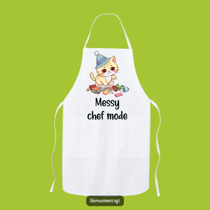 Funny Cat Apron: Protect your clothes with a silly hat cat's clumsy kitchen moment