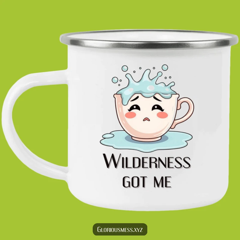 Funny Confused Teacup Camping Mug: Rugged Bubbles, Outdoor Humorous Gift