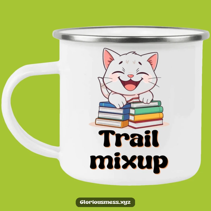 Funny Cat Tripping Camping Mug: Outdoor Bookish Character - Rugged Funny Gift!