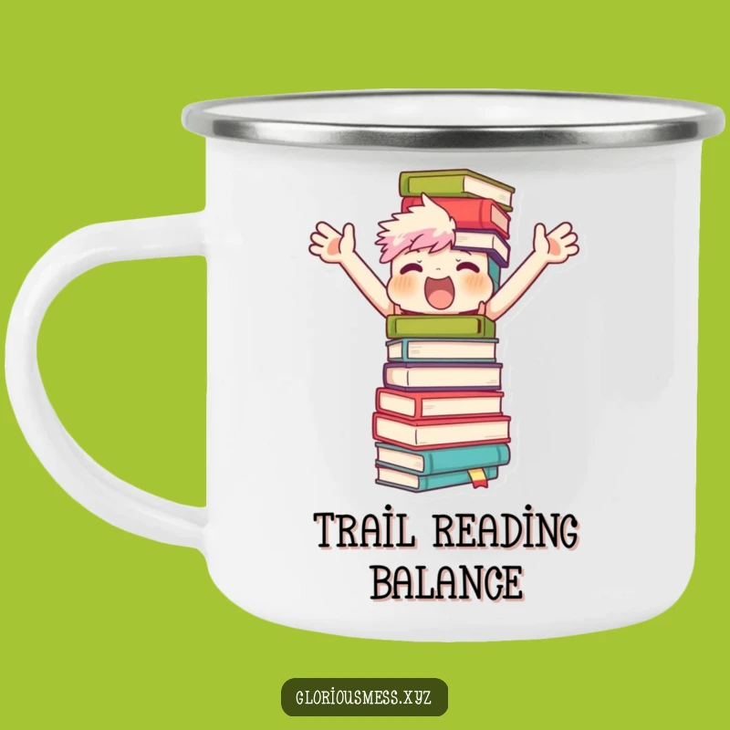 Funny Campfire Tales Mug: Character Balances Books - Outdoor Reader Humor!