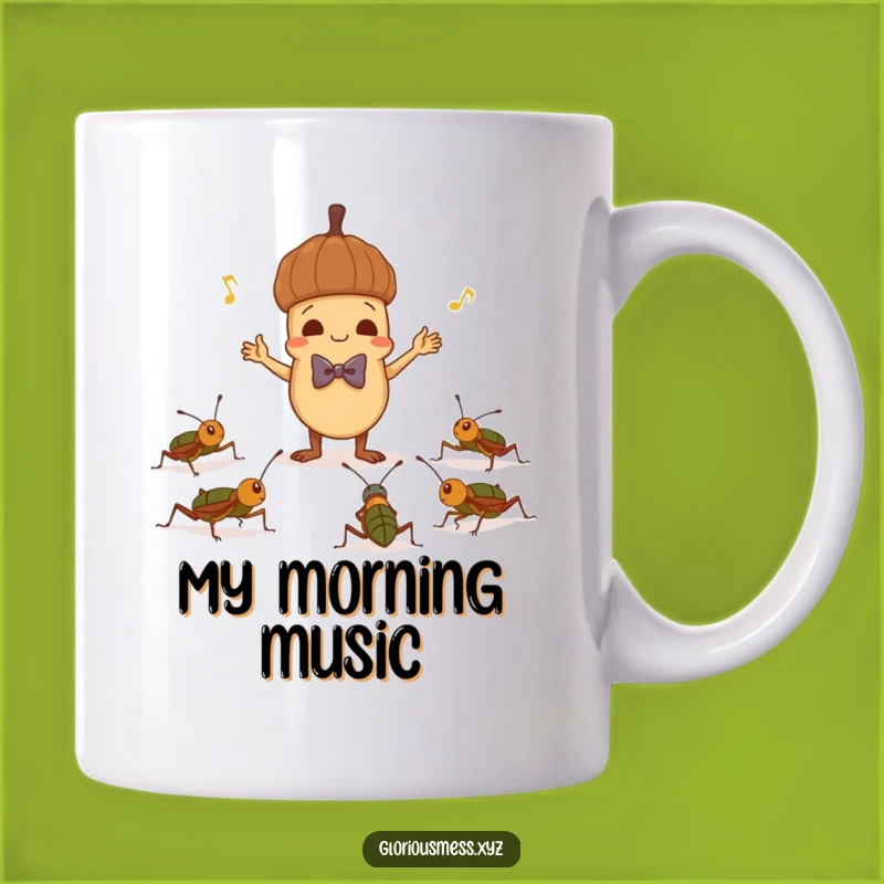 Funny Acorn Conductor Mug: Cricket Symphony, Hilarious Nature Gift for Him