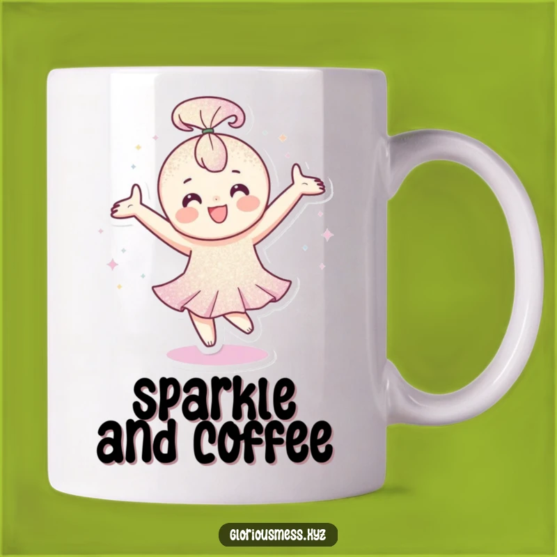 Funny Glitter Sparkle Mug: Happy Spinning Character, Perfect Funny Gift!