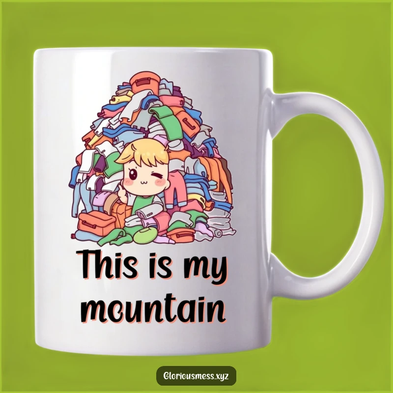 Funny Laundry Mountain Mug: Knowing Wink Character, Perfect Funny Gift!