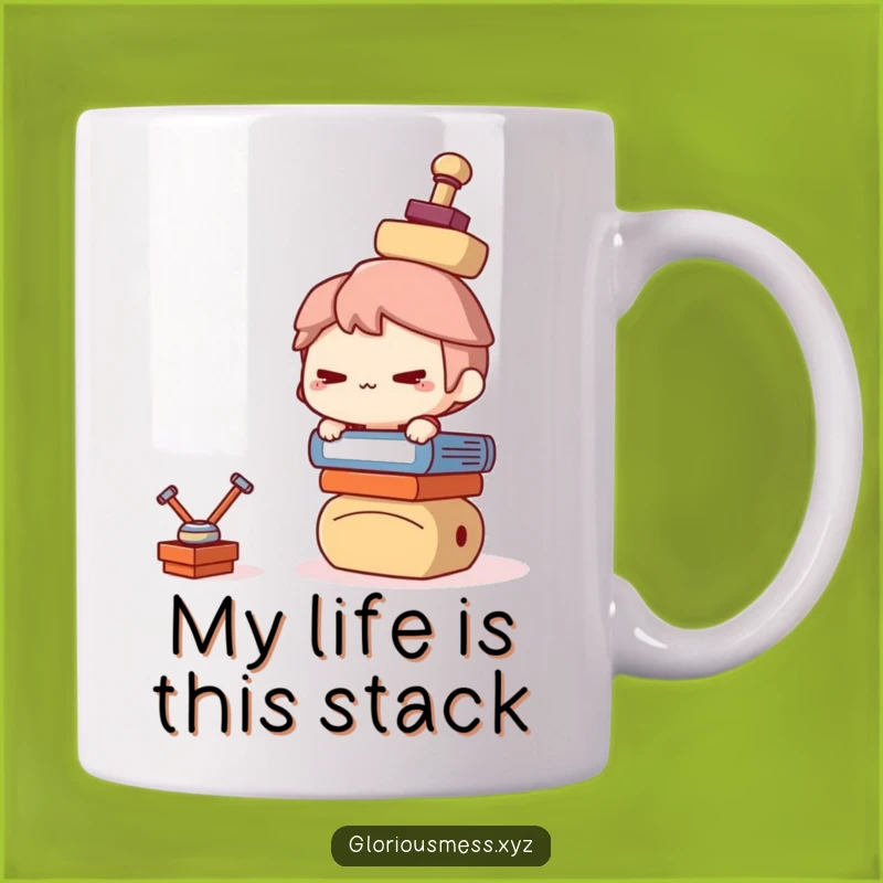 Funny Teetering Objects Mug: Mischievous Character Balancing Act, Perfect Funny Gift!