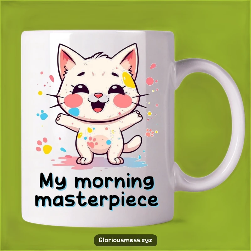 Funny Paint Splatter Mug: Giggling Mess Maker, Colorful Paws, Perfect Funny Gift