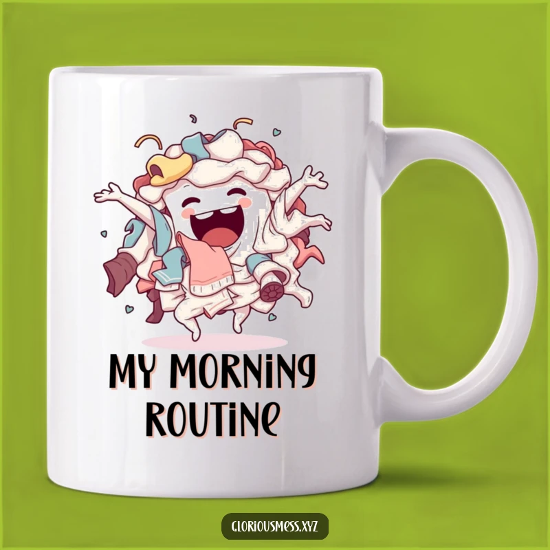Funny Laundry Dance Mug: A Sentient Pile of Clothes Doing a Chaotic Jig, Perfect Humorous Gift