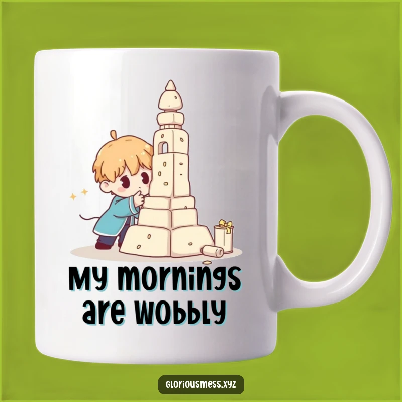 Funny Wobbly Sculpture Mug: Hilarious Building Fail, Perfect Funny Gift