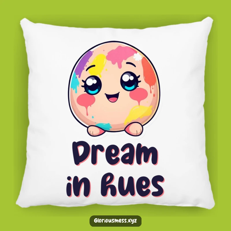 Funny Blob Paint Pillow: Snuggle with a cheerful, colorful art character