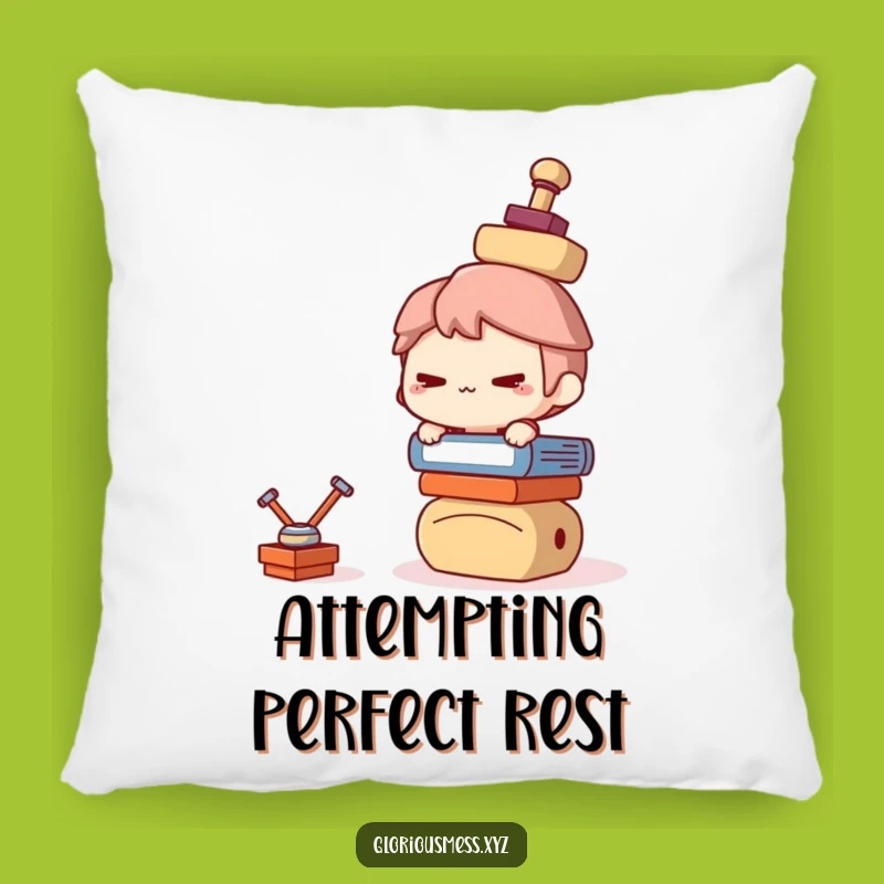 Funny Balancing Chaos Pillow: Mischievous Character Nap, Perfect Funny Gift!