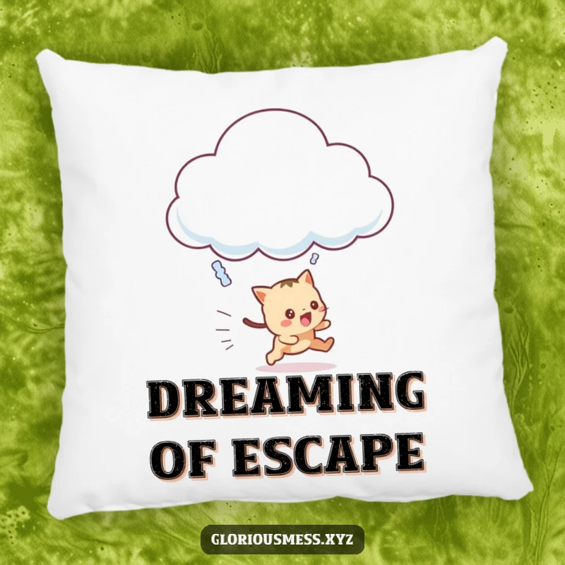 Funny Pillow showcasing a frantic creature pursuing a giggling cloud, perfect for adding whimsical comfort.
