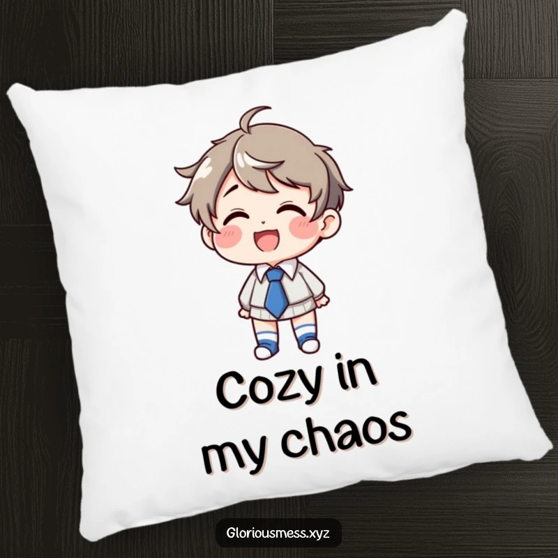 Funny Pillow: Giggling character with fun, mismatched attire, designed for comfort and a funny gift.