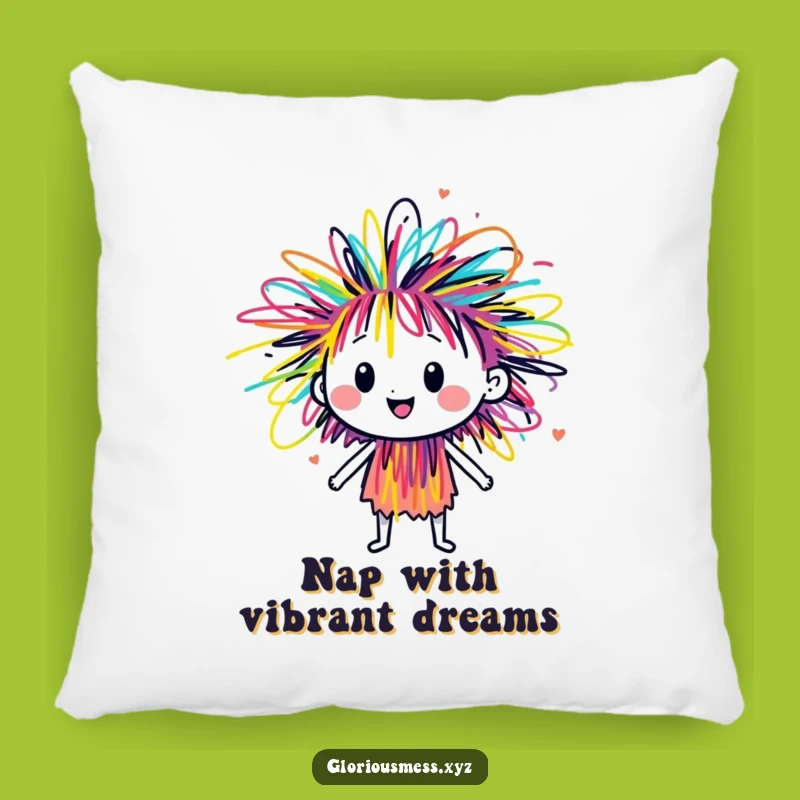 Funny Scribble Energy Pillow: Cozy Colorful Art, Whimsical Decor Gift