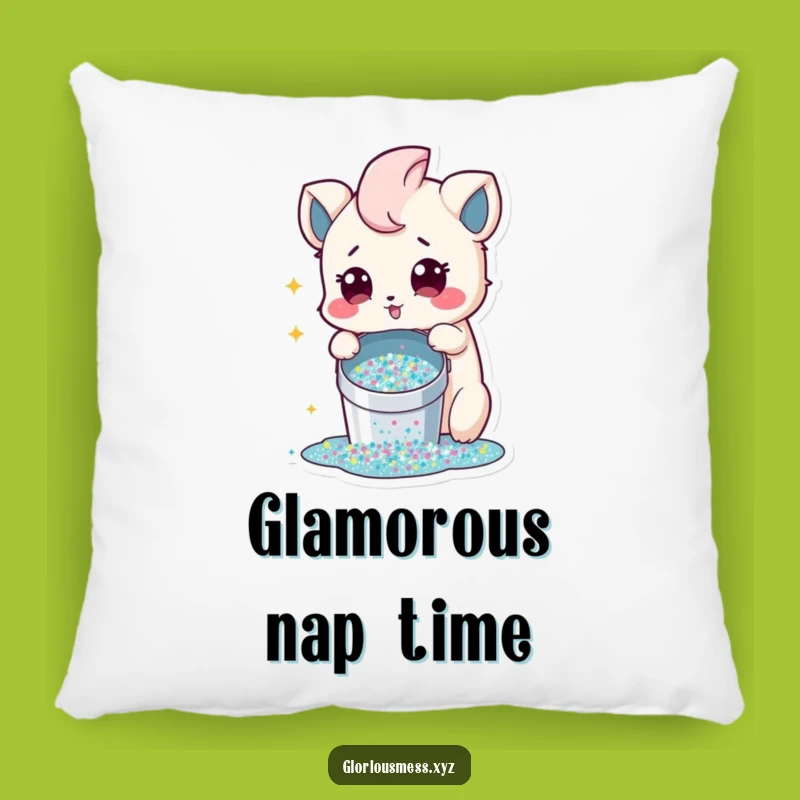 Funny Glitter Spill Pillow: Snuggle Up with Sparkly Joy
