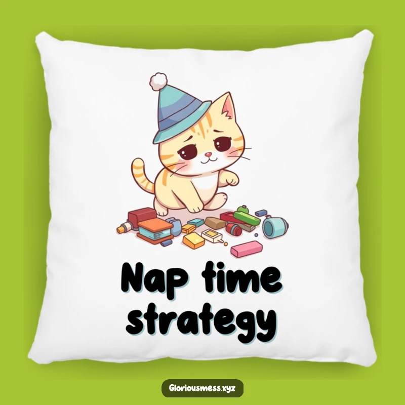 Funny Cat Pillow: Snuggle up with a silly hat cat's cute, clumsy trip