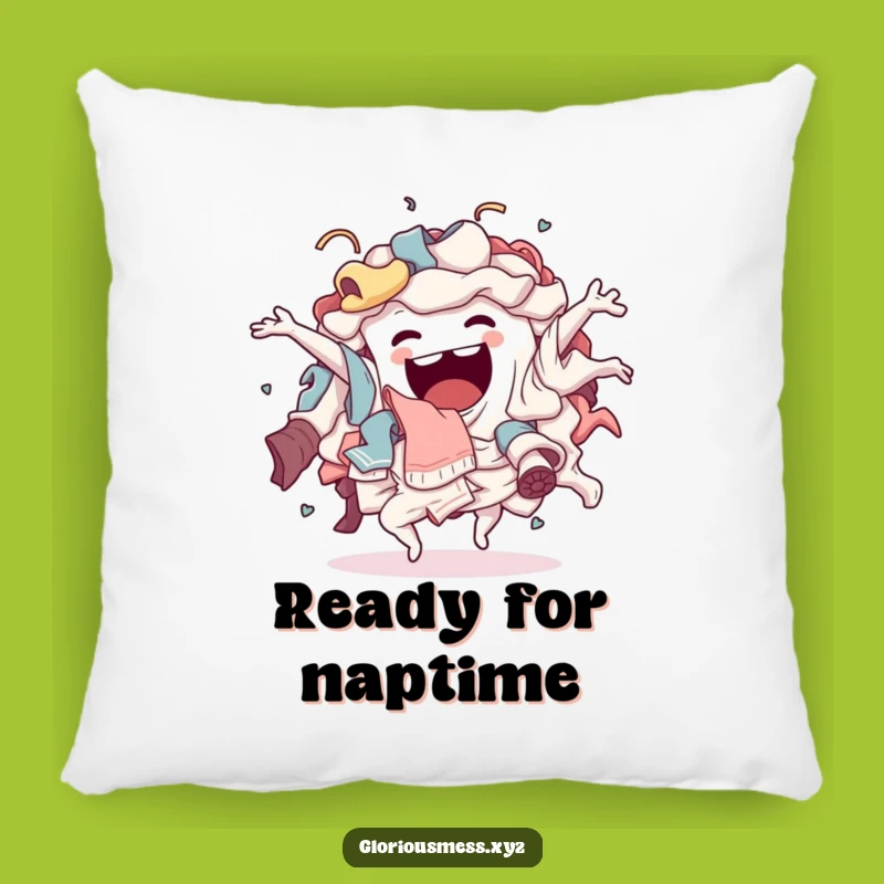 Funny Laundry Dance Pillow: Sentient Clothes Pile's Chaotic Jig, Soft Humorous Gift for Cozy Comfort