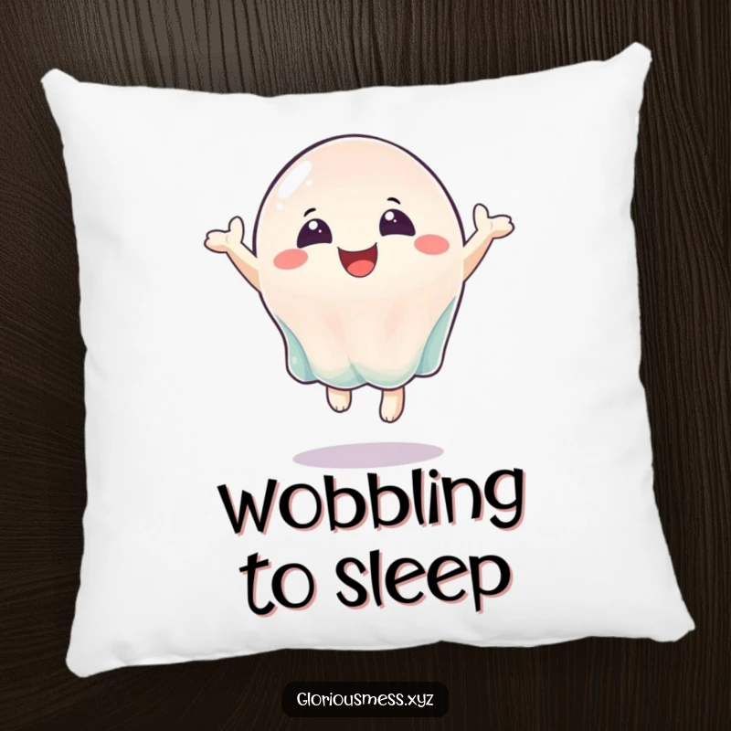 Funny birthday pillow featuring a bouncing jelly character spreading joy, offering cuddly comfort and a happy vibe.