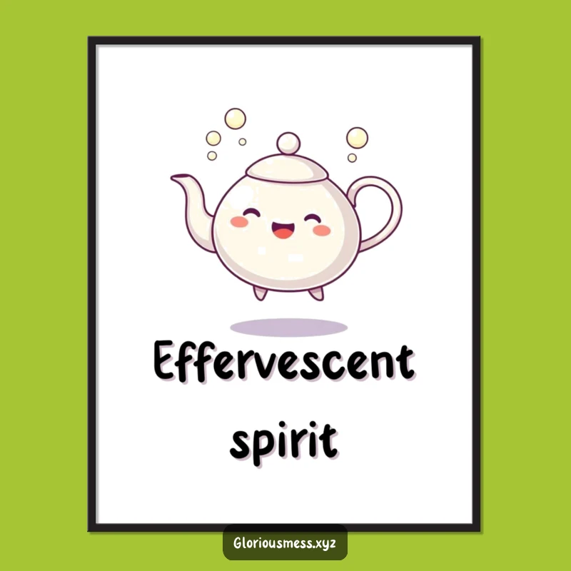 Funny Dancing Teapot Digital Art: Bubble Character Print - Instant Funny Gift!
