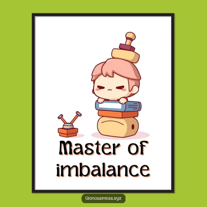Funny Balancing Act Digital Print: Mischievous Character Art, Unique Funny Gift!
