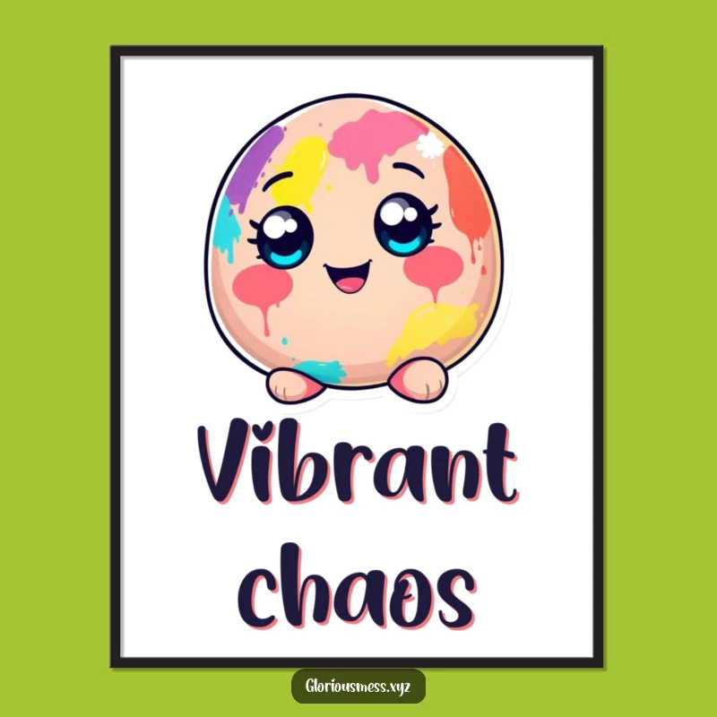 Funny Blob Paint Digital Art: Cheerful character's colorful creation, instant download