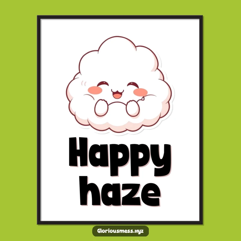 Funny Cloud Giggle Digital Art: Happy Character Print - Instant Funny Gift!