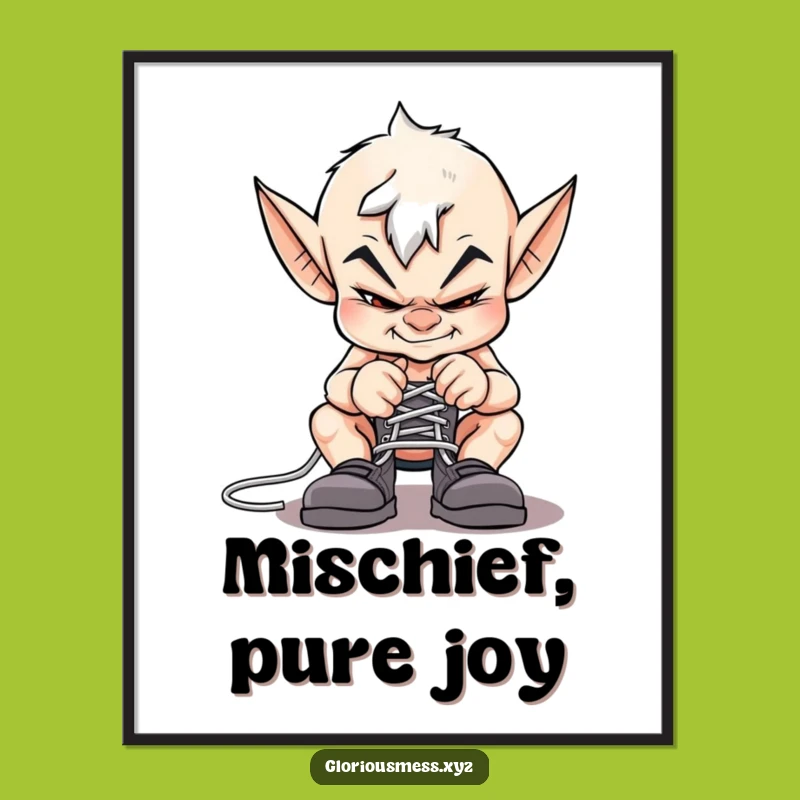 Instant Mischief: Funny Imp Shoelace Prank Digital Art Print