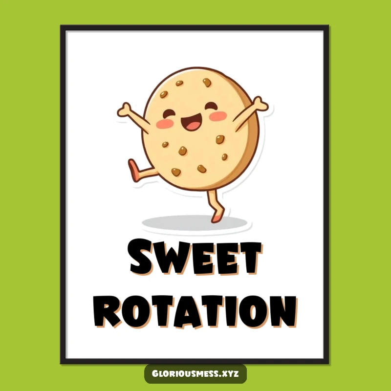 Funny Cookie Cartwheel Art Print - Instant Sweet Download Gift