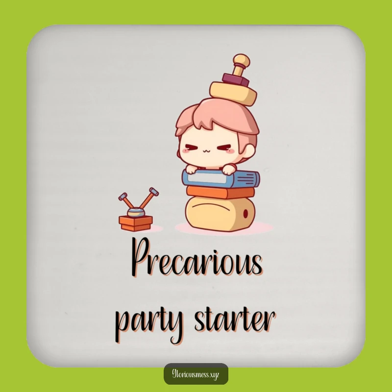 Funny Balance Drink Coaster: Mischievous Character's Table Protector, Great Funny Gift!