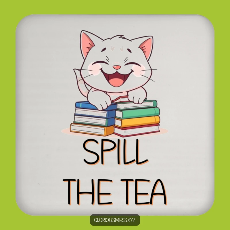 Funny Cat Tripping Coaster: Book Lover Character - Unique Funny Gift!