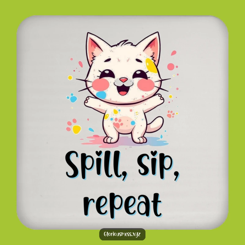 Funny Paint Splatter Coasters: Protect Surfaces, Colorful Art, Ideal Funny Gift Set