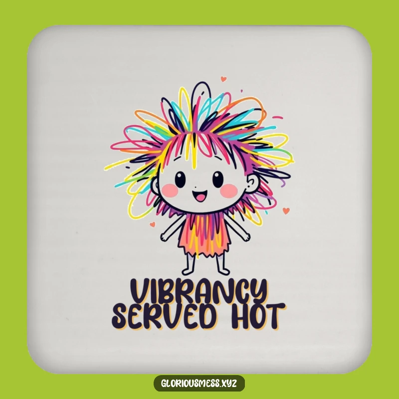 Funny Scribble Energy Coasters: Colorful Art Protection, Unique Humorous Gift Set