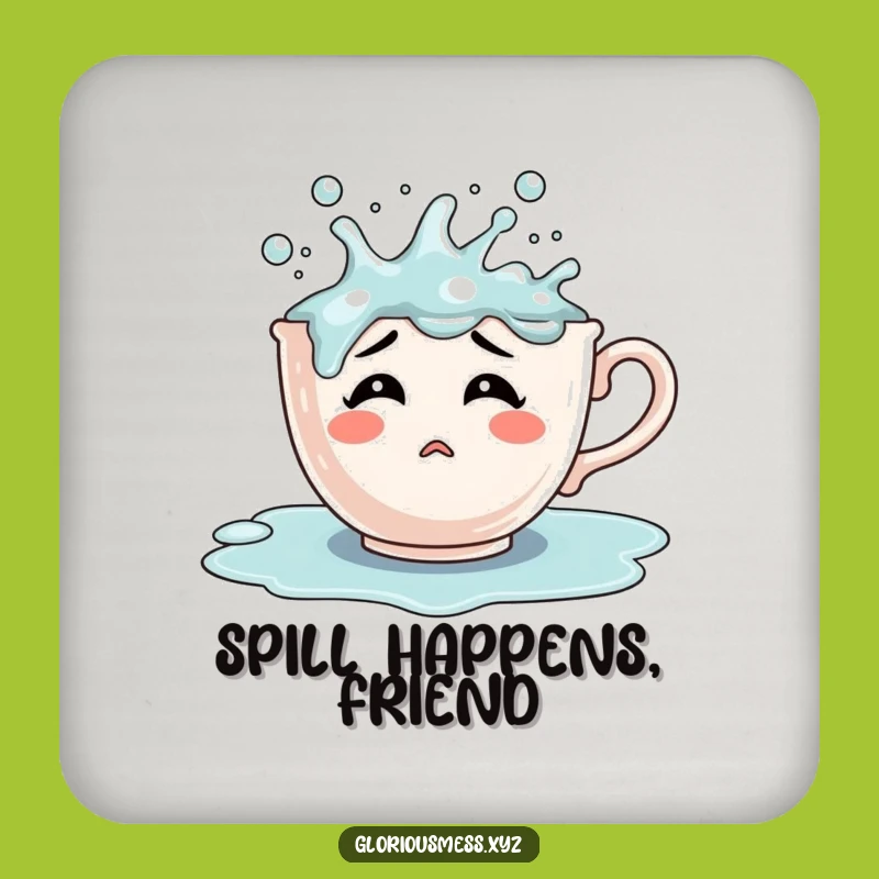 Funny Overflowing Teacup Coasters: Confused Charm, Unique Humorous Gift Set