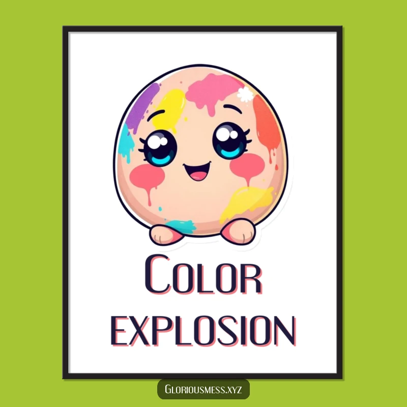 Funny Blob Paint Poster: Cheerful character's colorful art, vibrant wall decor gift