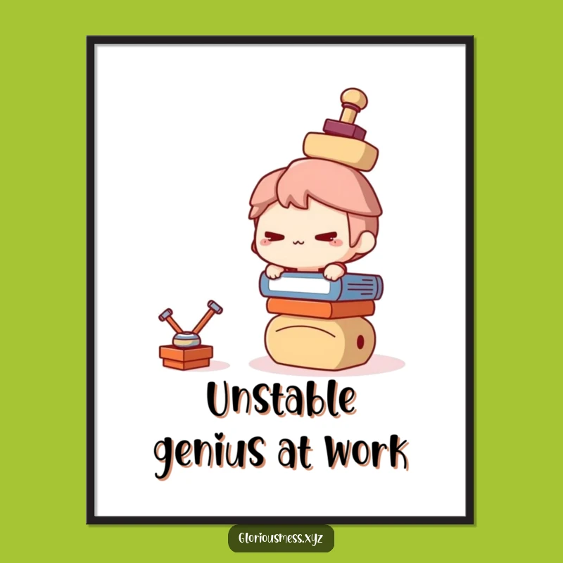 Funny Balancing Art Poster: Mischievous Character's Hilarious Feat, Wonderful Funny Gift!