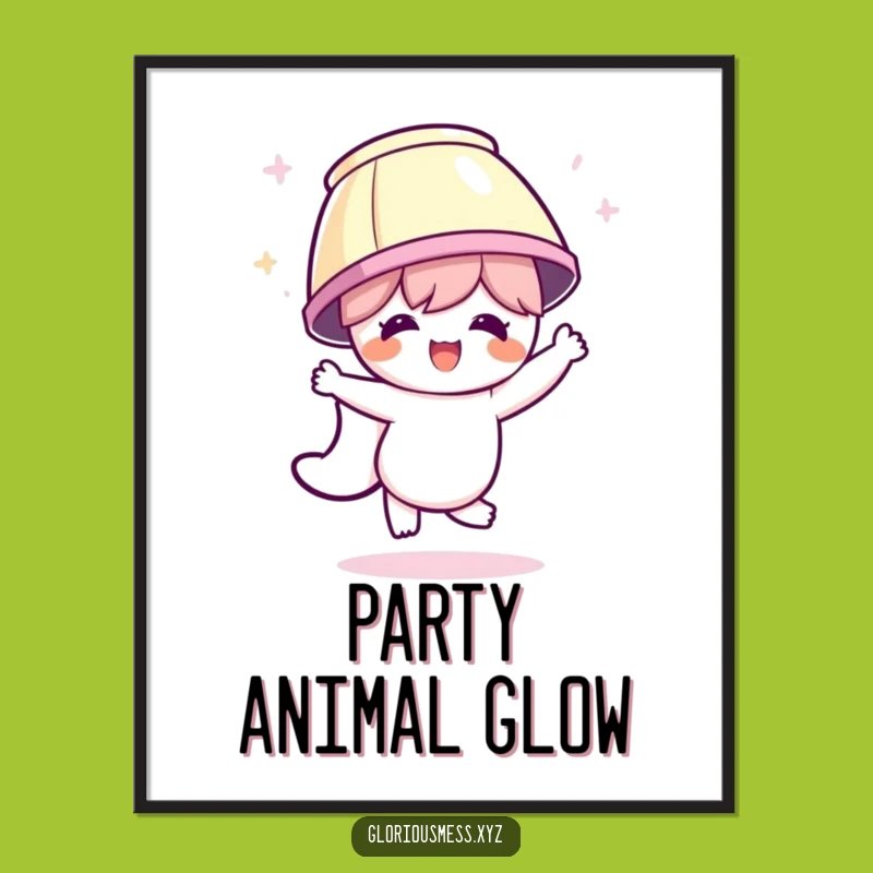 Funny Party Time Art Poster: Lampshade Dancer Character - Celebrate Your Walls!