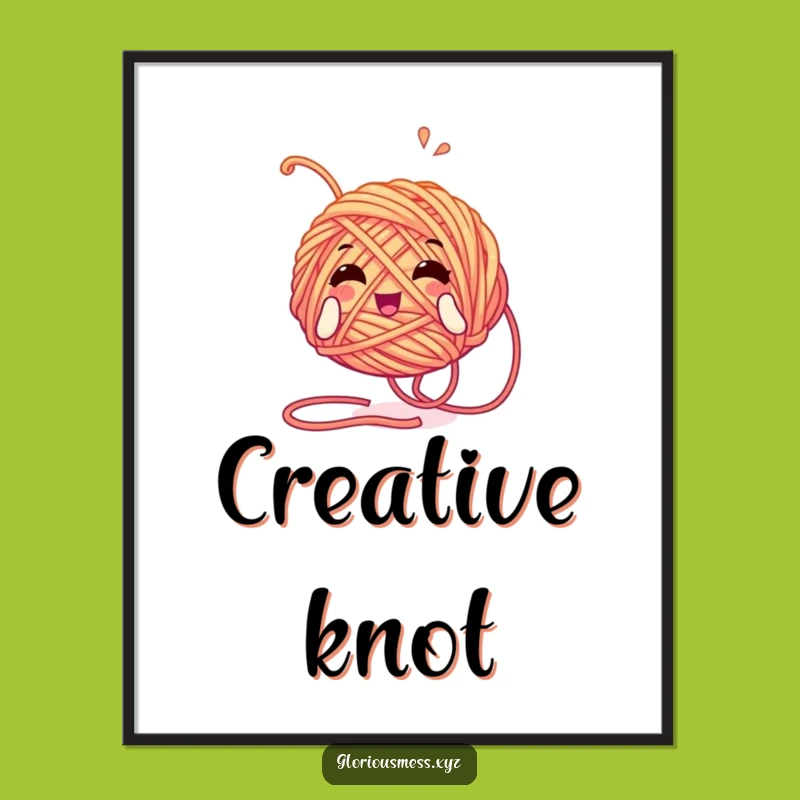 Funny Yarn Ball Poster: Tangled Character Art - Cozy Funny Gift!