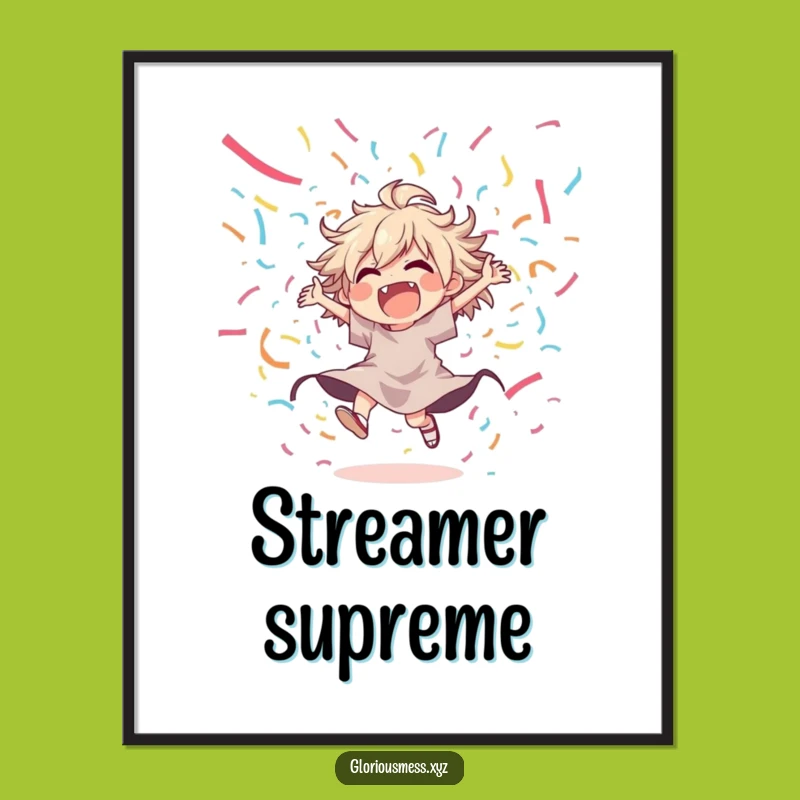 Funny Party Poster: Joyful dance in streamers, vibrant wall art gift