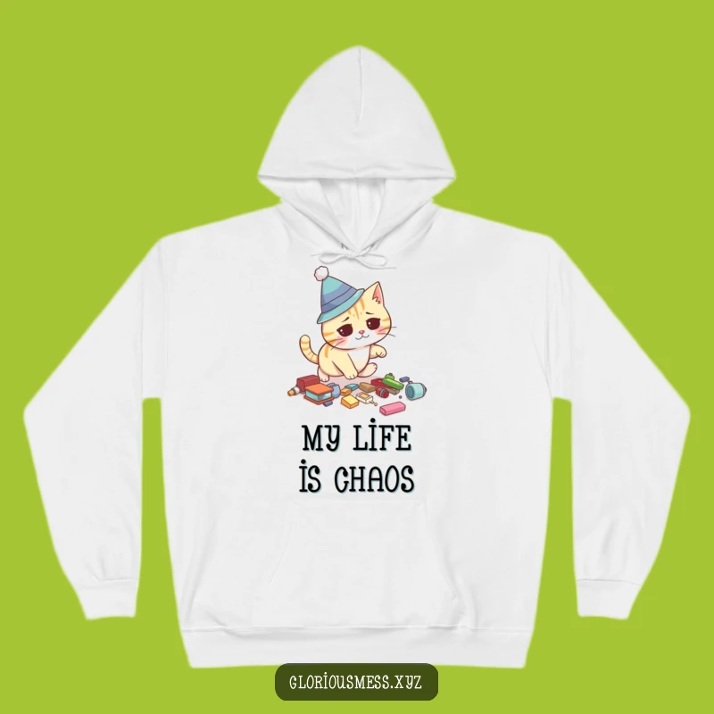 Funny Cat Hoodie: Cozy comfort with a silly hat cat's hilarious tumble, great gift