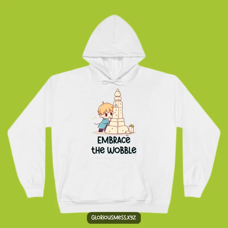 Funny Wobbly Sculpture Hoodie: Stay Cozy Through Building Mishaps