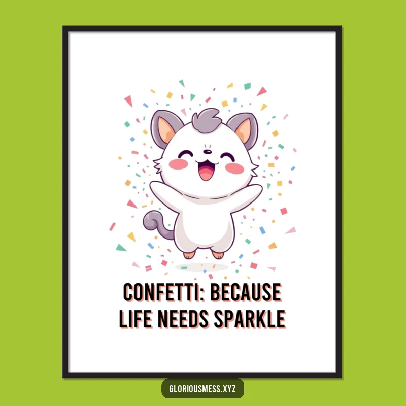 Free Printable Wall Art: Delighted Confetti Creature - Funny Downloadable Home Decor