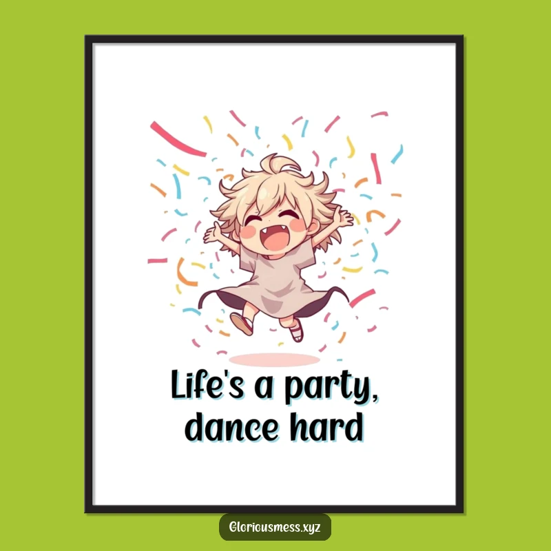 Free Printable Funny Wall Art: Joyful Dancer in Streamers, Energetic Downloadable Decor