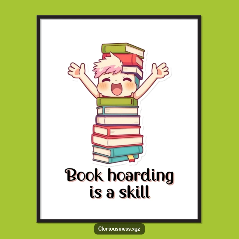 Free Printable Wall Art: Book Tower Balance Comedy Downloadable Decor