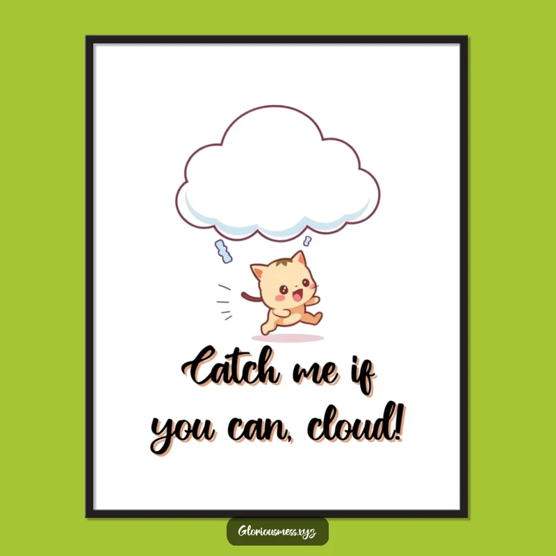 Free Printable Wall Art: Frantic Cloud Chase - Funny Downloadable Decor