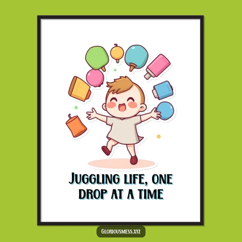 Free Printable Funny Juggling Chaos Wall Art - Hilarious Downloadable Decor for Amused Spaces