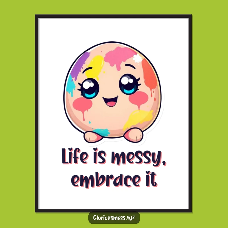 Free Printable Funny Blob Wall Art: Paint Covered Character, Cheerful & Colorful Downloadable Decor