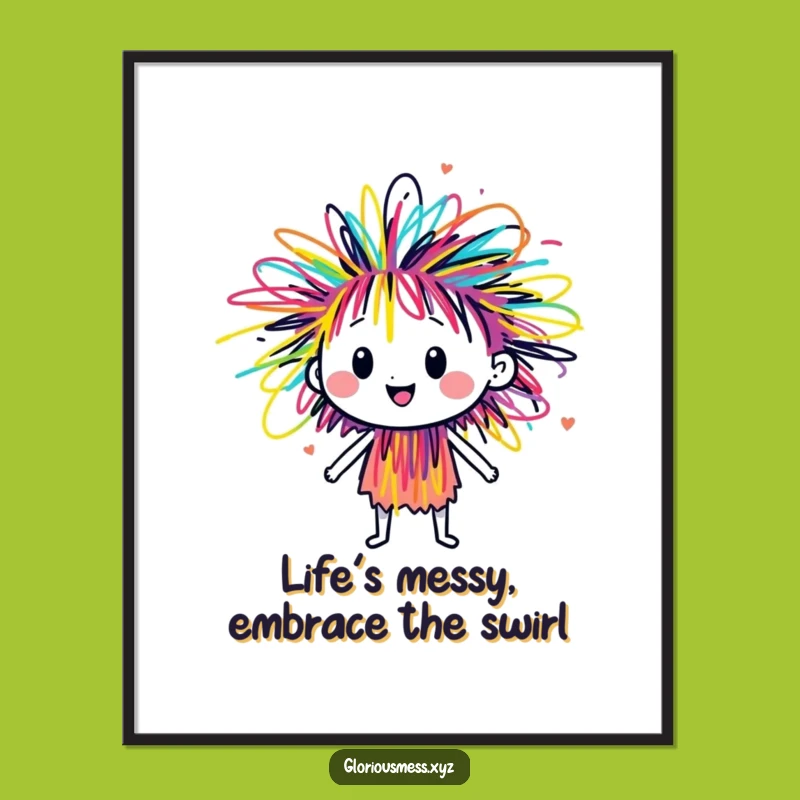 Free Printable Wall Art: Energetic Scribble Character - Funny Downloadable Decor!