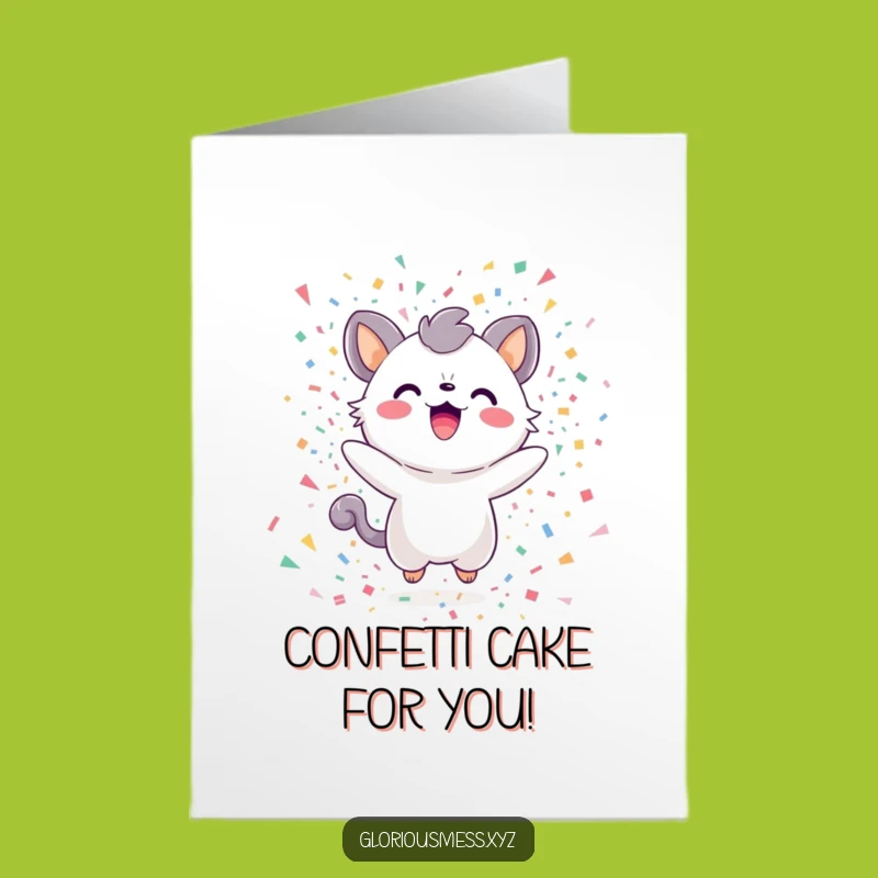 Free Printable Birthday Card: Delighted Confetti Creature - Funny Downloadable Gift
