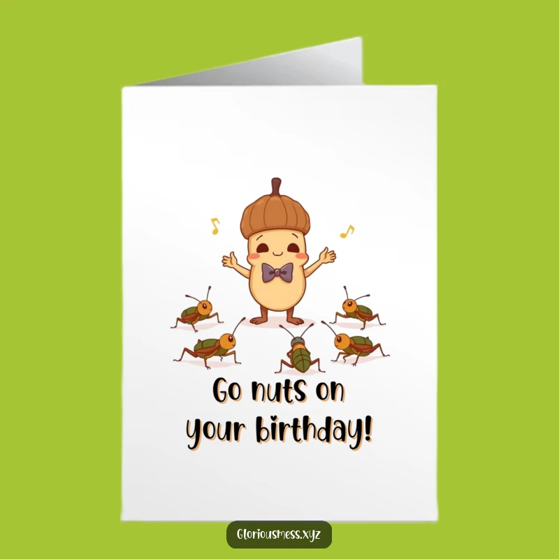 Free Printable Birthday Card: Acorn Conductor, Funny Nature Downloadable Gift