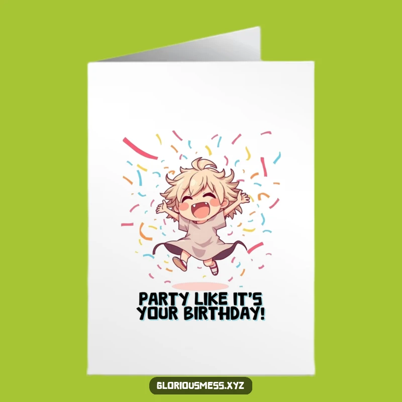 Free Printable Funny Birthday Card: Joyful Dancer in Streamers, Energetic Downloadable Gift