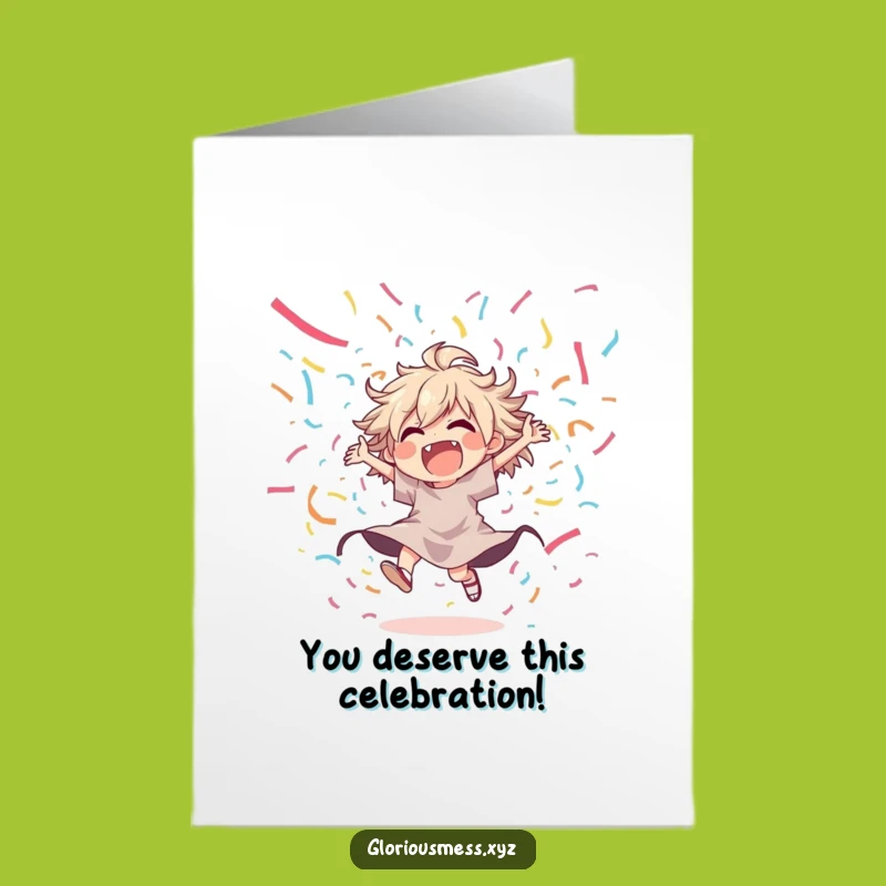 Free Printable Funny Congratulations Card: Joyful Dancer in Streamers, Downloadable Celebration Gift