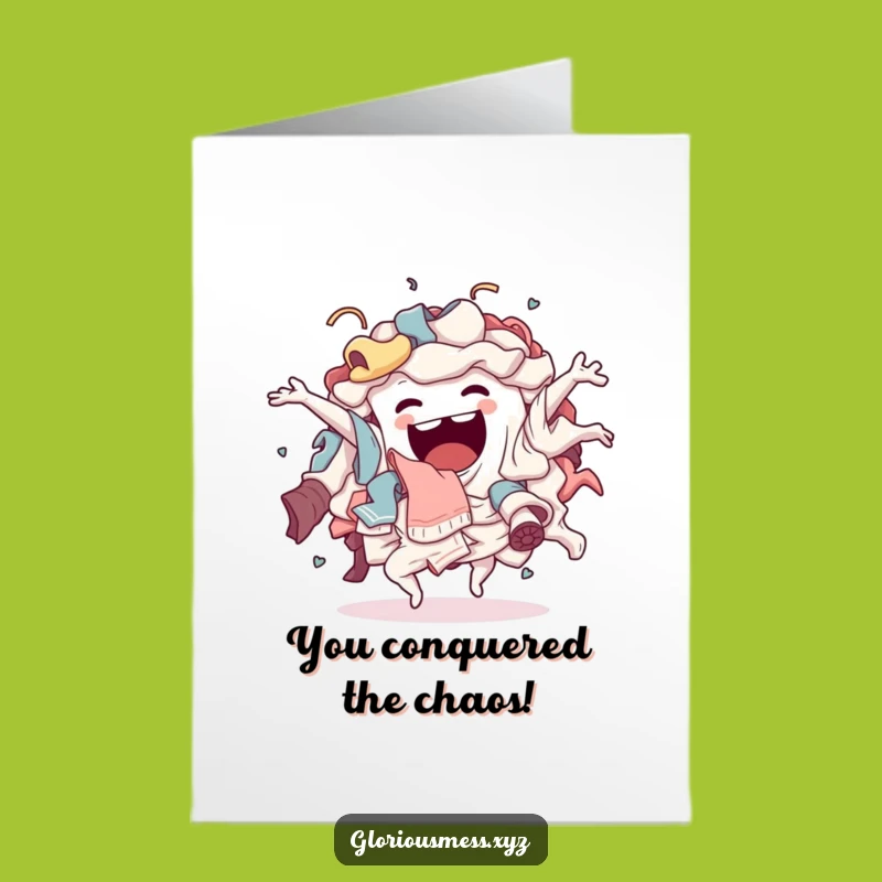 Free Printable Laundry Dance Congrats Card - Funny Chaotic Celebration Downloadable